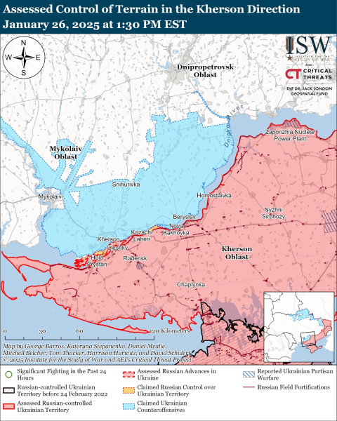 Mappa delle operazioni militari del 27 gennaio 2025 - la situazione al fronte