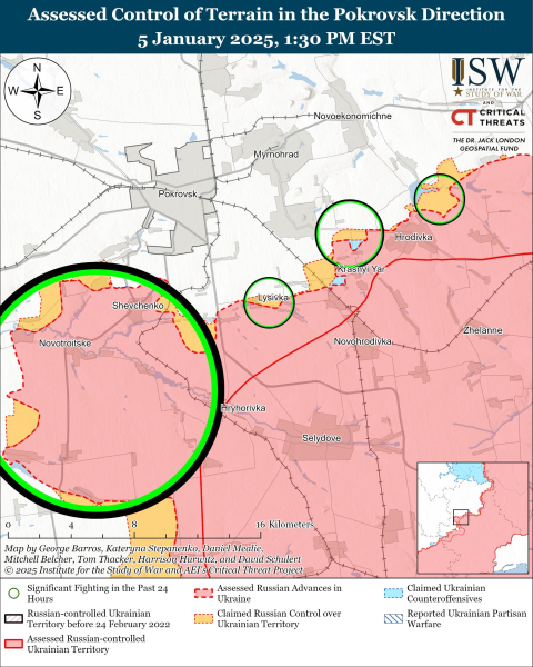 Mappa delle operazioni militari per il 6 gennaio 2025 - situazione al fronte