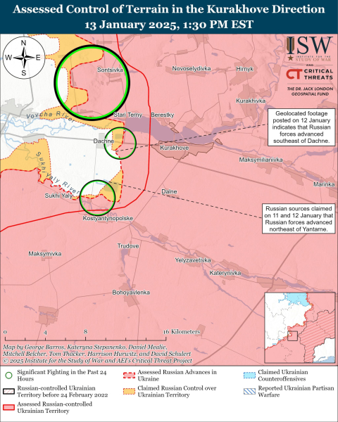 Mappa delle operazioni militari al 14 gennaio 2025 – situazione al fronte