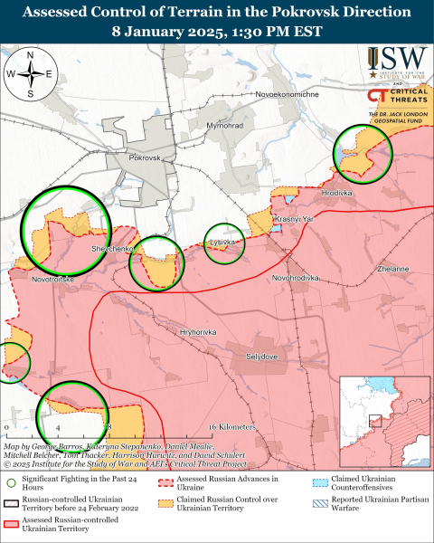 Mappa delle operazioni militari al 9 gennaio 2025 - situazione al fronte