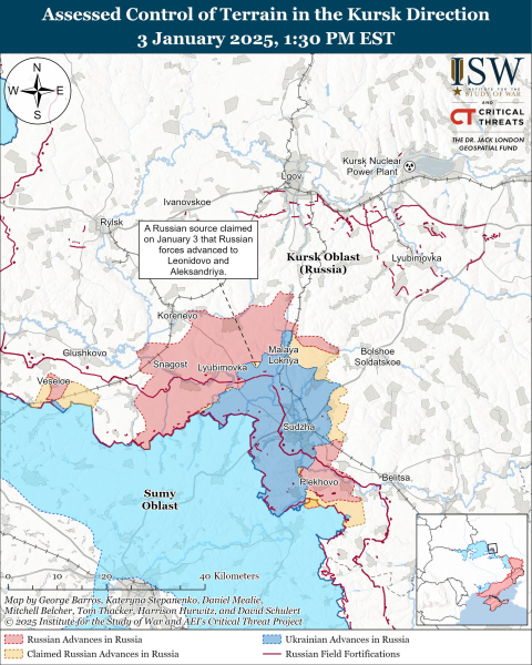 Mappa delle operazioni militari per il 4 gennaio 2025 - situazione al fronte