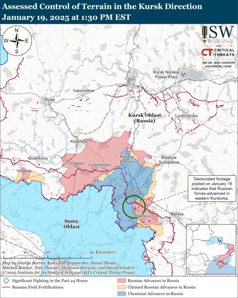 Mappa delle operazioni militari del 20 gennaio 2025 – situazione al fronte