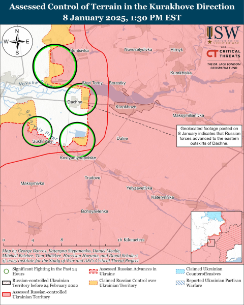 Mappa delle operazioni militari al 9 gennaio 2025 - situazione al fronte