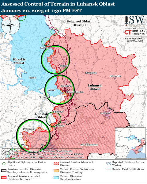 Mappa delle operazioni militari del 21 gennaio 2025 – situazione al fronte