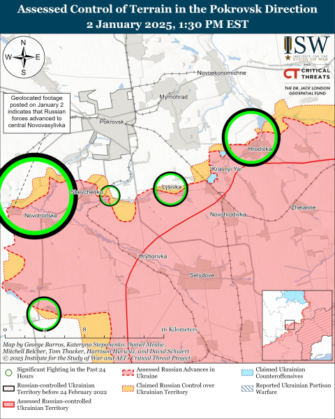 Mappa delle operazioni militari al 3 gennaio 2025 - situazione al fronte