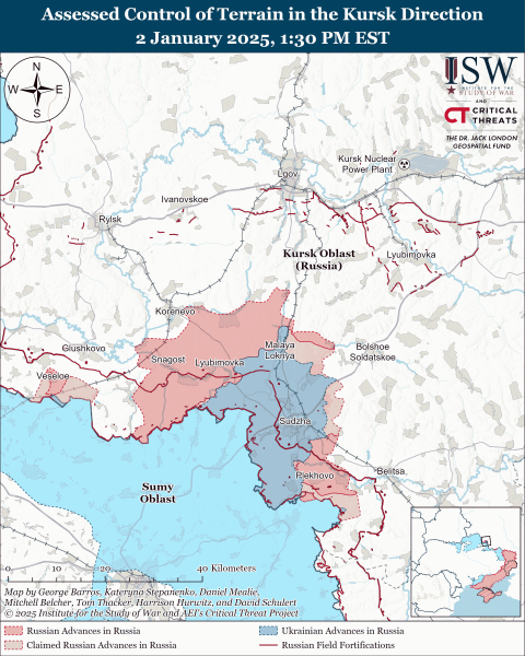 Mappa delle operazioni militari al 3 gennaio 2025 - situazione al fronte