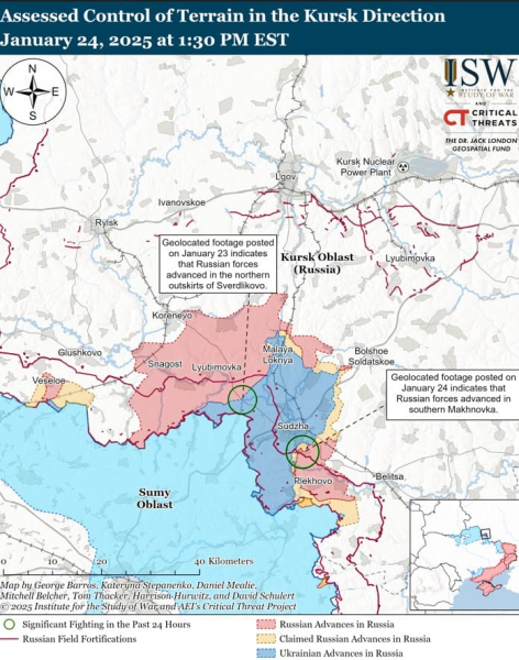 Mappa delle operazioni militari del 25 gennaio 2025 – situazione al fronte