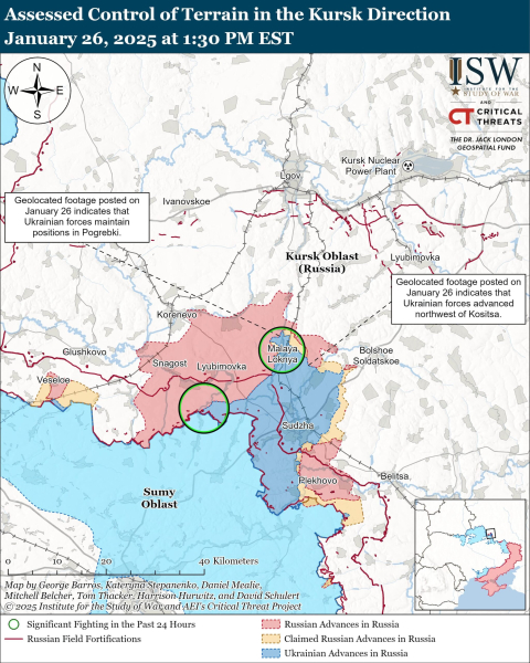 Mappa delle operazioni militari del 27 gennaio 2025 – situazione al fronte