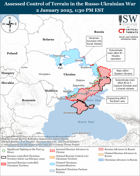 Mappa delle operazioni militari del 3 gennaio 2025 - situazione al fronte