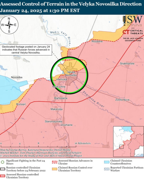 Mappa delle operazioni militari del 25 gennaio 2025 – situazione al fronte