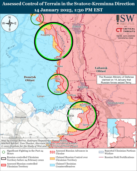 Mappa delle operazioni militari del 15 gennaio 2025 – situazione al fronte