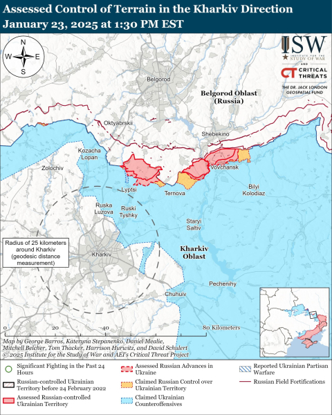 Mappa delle operazioni militari del 24 gennaio 2025 – situazione al fronte