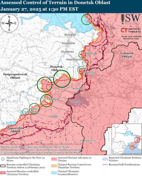 Mappa delle operazioni militari del 28 gennaio 2025 – situazione al fronte