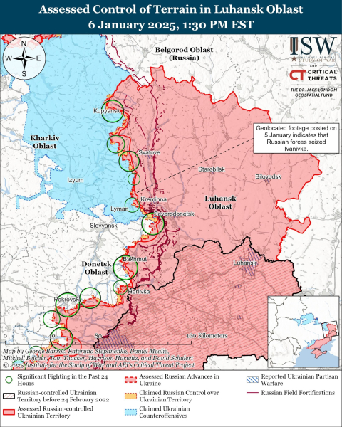 Mappa delle operazioni militari del 7 gennaio 2025 - situazione al fronte