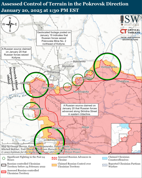 Mappa delle operazioni militari del 21 gennaio 2025 – situazione al fronte