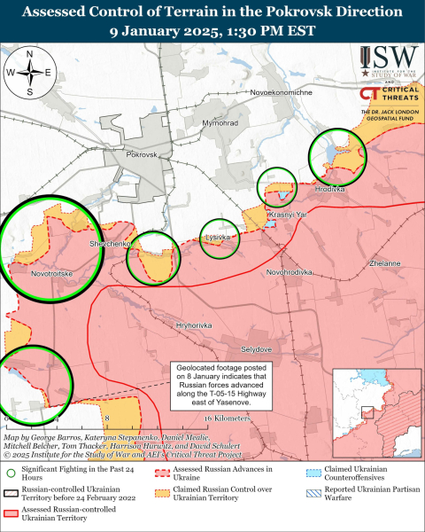 Mappa delle operazioni militari del 10 gennaio 2025 - situazione al fronte