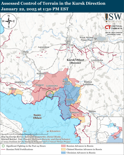 Mappa delle operazioni militari del 23 gennaio 2025 – situazione al fronte