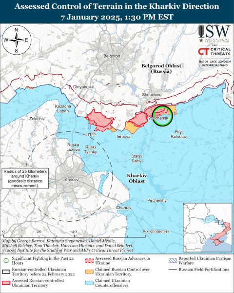 Mappa delle operazioni militari dell'8 gennaio 2025 – situazione al fronte