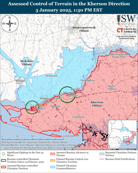 Mappa delle operazioni militari al 6 gennaio 2025 - situazione al fronte