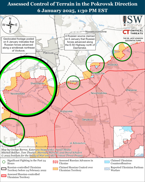 Mappa delle operazioni militari del 7 gennaio 2025 - situazione al fronte