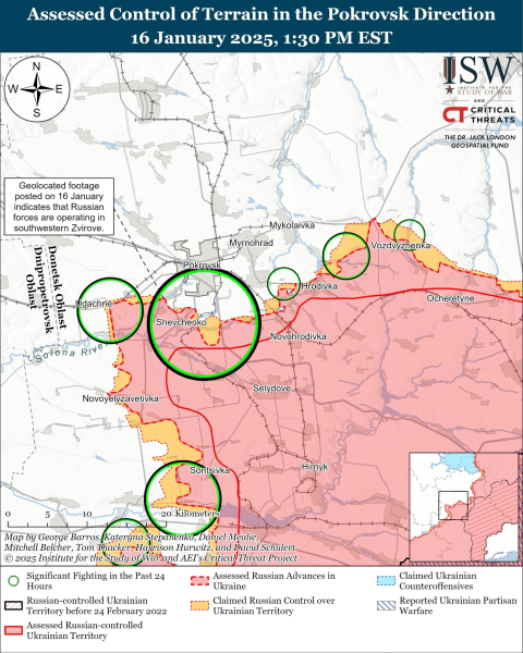 Mappa delle operazioni militari del 17 gennaio 2025 – situazione al fronte