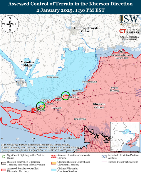 Mappa delle operazioni militari del 3 gennaio 2025 - situazione al fronte