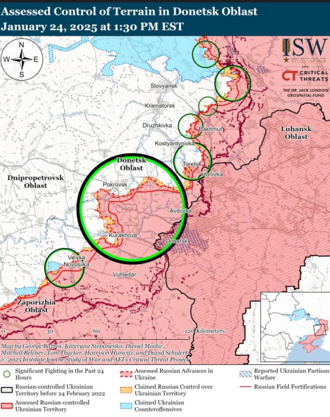 Mappa delle operazioni militari del 25 gennaio 2025 – situazione al fronte