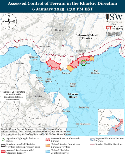 Mappa delle operazioni militari del 7 gennaio 2025 - situazione al fronte