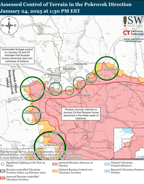 Mappa delle operazioni militari del 25 gennaio 2025 – situazione al fronte