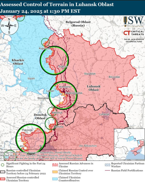 Mappa delle operazioni militari del 25 gennaio 2025 – situazione al fronte