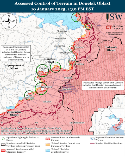 Mappa delle operazioni militari dell'11 gennaio 2025 – situazione al fronte