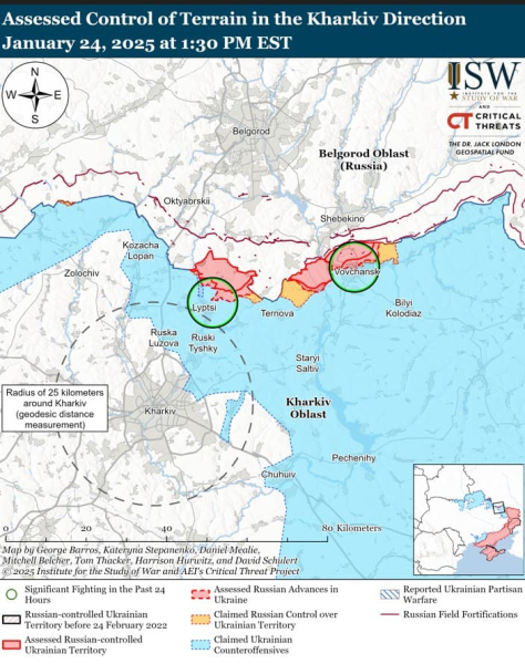 Mappa delle operazioni militari del 25 gennaio 2025 – situazione al fronte