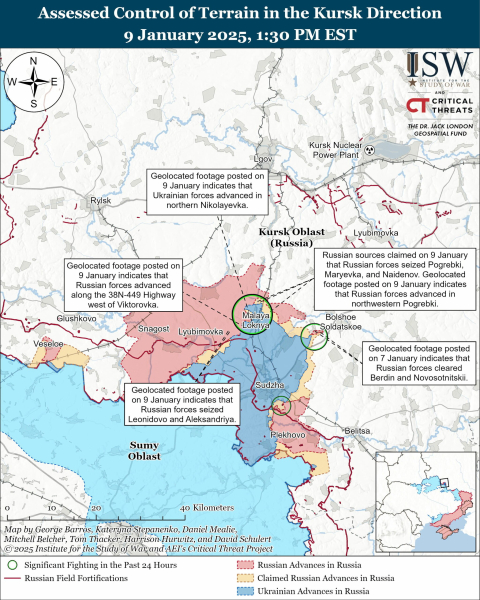 Mappa delle operazioni militari al 10 gennaio 2025 - situazione al fronte