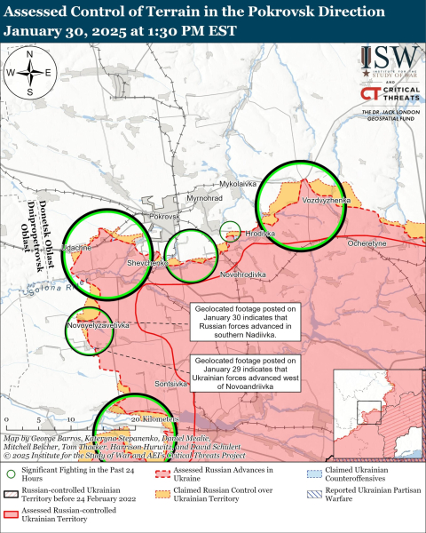 Mappa delle operazioni militari al 31 gennaio 2025 – situazione al fronte