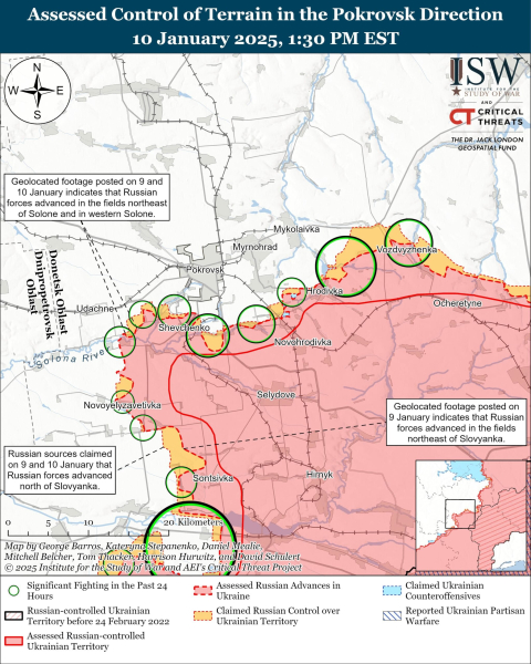 Mappa delle operazioni militari dell'11 gennaio 2025 – situazione al fronte