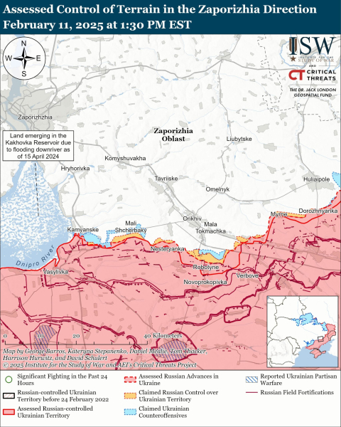 Mappa delle operazioni militari il 12 febbraio 2025 - situazione al fronte