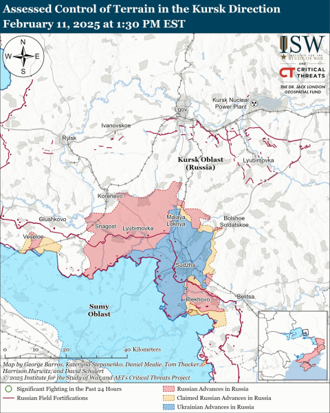 Mappa delle operazioni militari del 12 febbraio 2025 - situazione al fronte