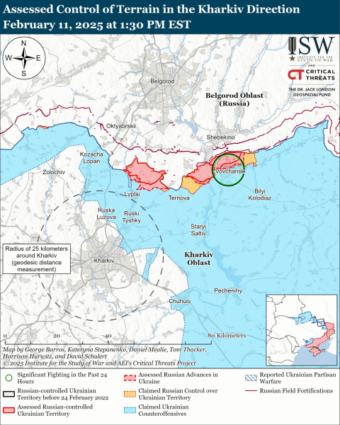 Mappa delle operazioni militari del 12 febbraio 2025 - situazione sul fronte