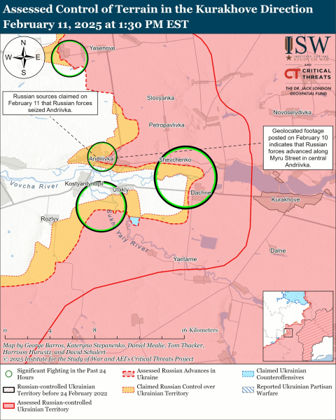 Mappa delle operazioni militari del 12 febbraio 2025 - la situazione al fronte