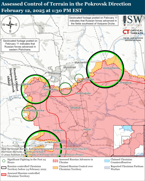 Mappa delle operazioni militari al 13 febbraio 2025 – situazione al fronte