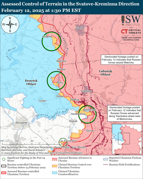 Mappa delle operazioni militari al 13 febbraio 2025 - situazione al fronte