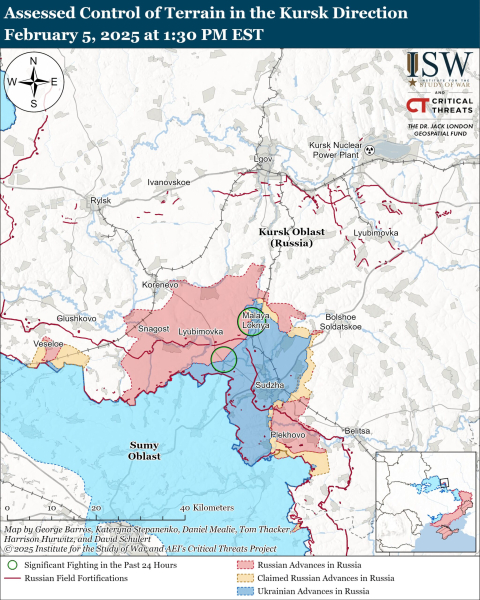 Mappa delle operazioni militari al 6 febbraio 2025 - situazione al fronte