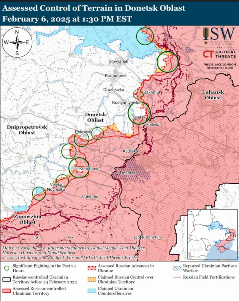 Mappa delle operazioni militari al 7 febbraio 2025 – situazione al fronte