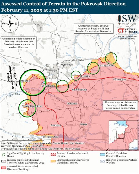 Mappa delle operazioni militari del 12 febbraio 2025 – situazione al fronte