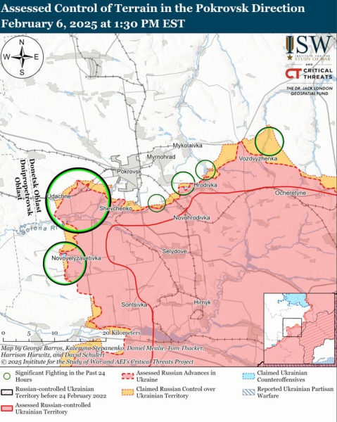 Mappa delle operazioni militari al 7 febbraio 2025 - situazione al fronte