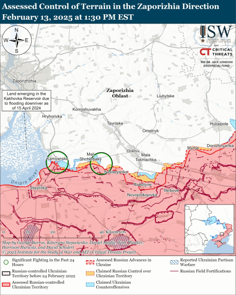 Mappa delle operazioni militari del 14 febbraio 2025 - situazione al fronte