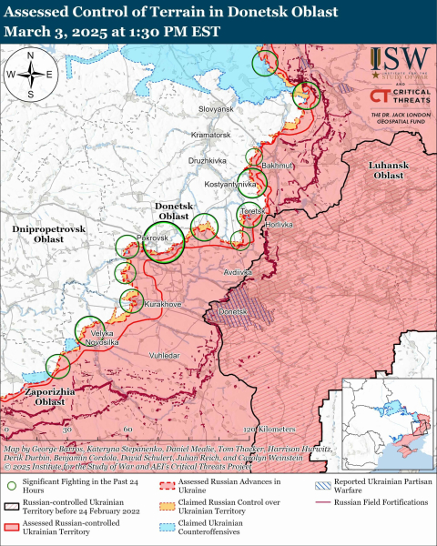 Карта боевых действий на 4 марта 2025 — ситуация на фронте
